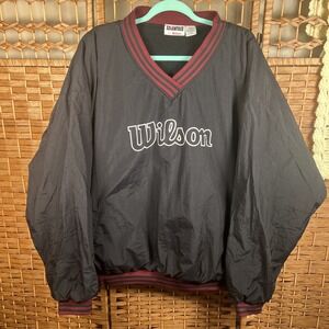 VTG Y2K  90's Advantage By Wilson Jacket Windbreaker XL Nylon Fleece Lined Black